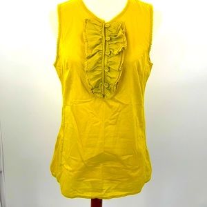TORY BURCH SZ 10 COTTON SLEEVELESS RUFFLED TOP